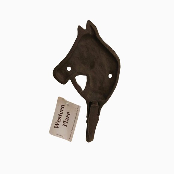 Rustic Cast Iron Horse Head Single Wall Hook-Western Flare Collection-NWT - Picture 5 of 10